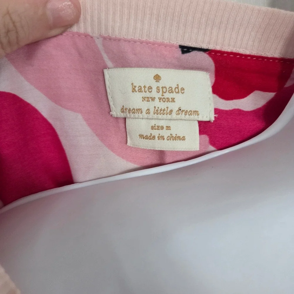 Kate Spade Dream A Little Dream Pink Poppy Floral Sleep Shirt Nightgown‎ Medium